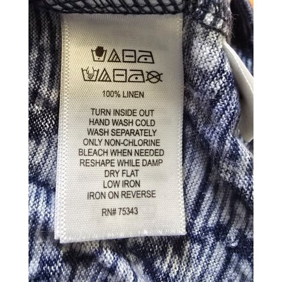 Tahari Womens sz L 100% Linen sleeveless striped diamond breathable round neck - Picture 7 of 11